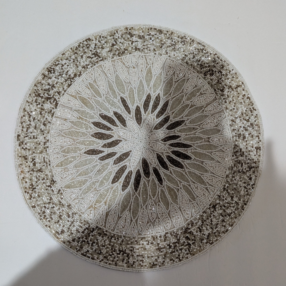 Elegant Glass Beaded Round Placemat/Centerpiece. 15"